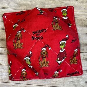 Microwave Bowl Cozy Red Grinch Reversible Fabric Bowl